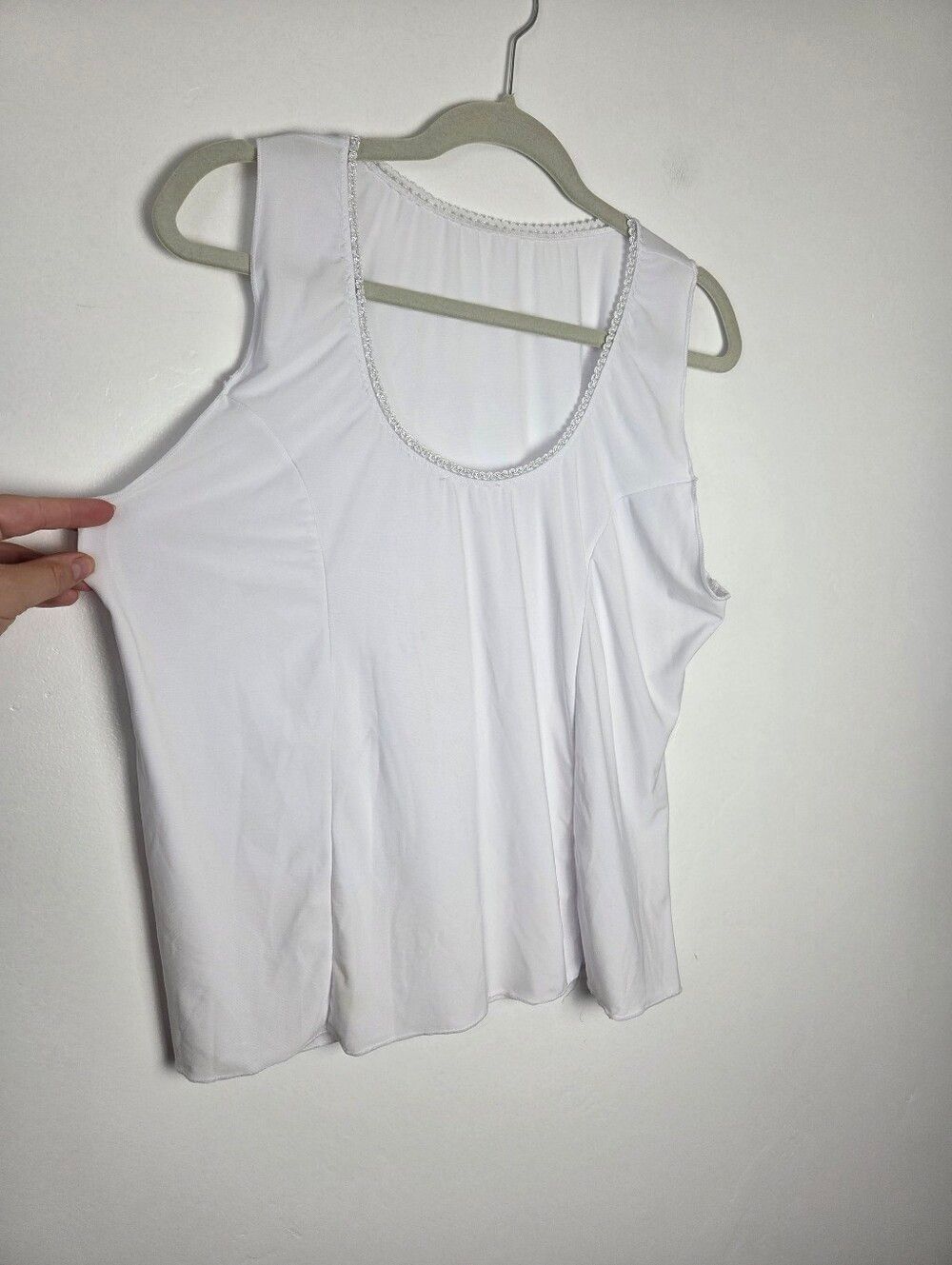 Handmade White Cotton Jersey Camisole Slip Top Modesty Liner Layering Women 2X